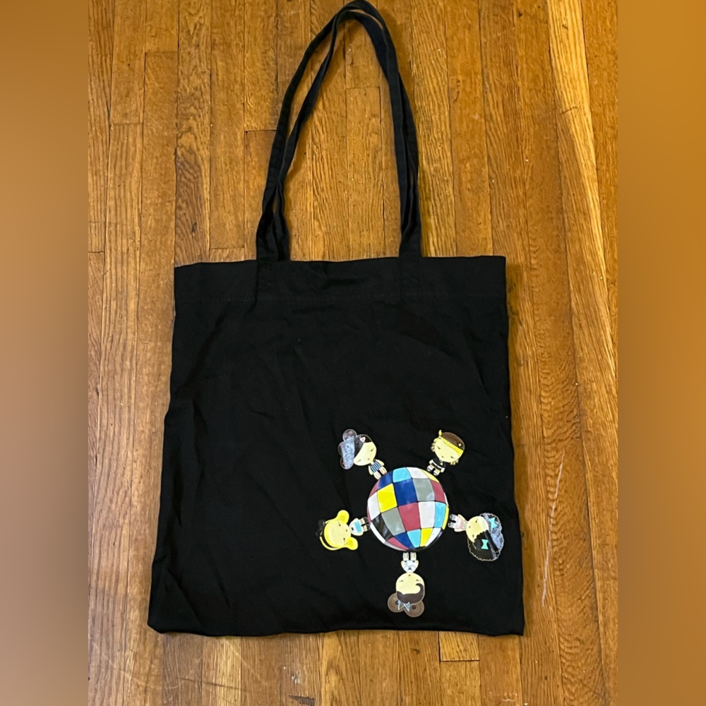 Vintage Harajuku Lovers Graphic Black Canvas Fabric Tote Bag